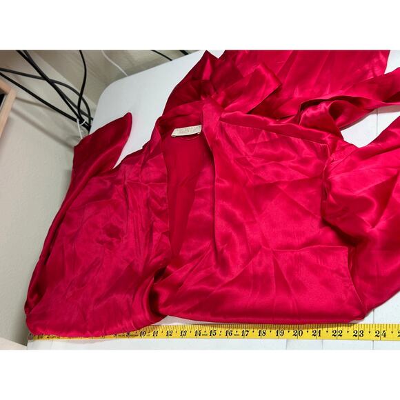 Vintage Victorias Secret Robe Women Small Petite Red 100% Silk Coquette Romantic - Picture 13 of 14